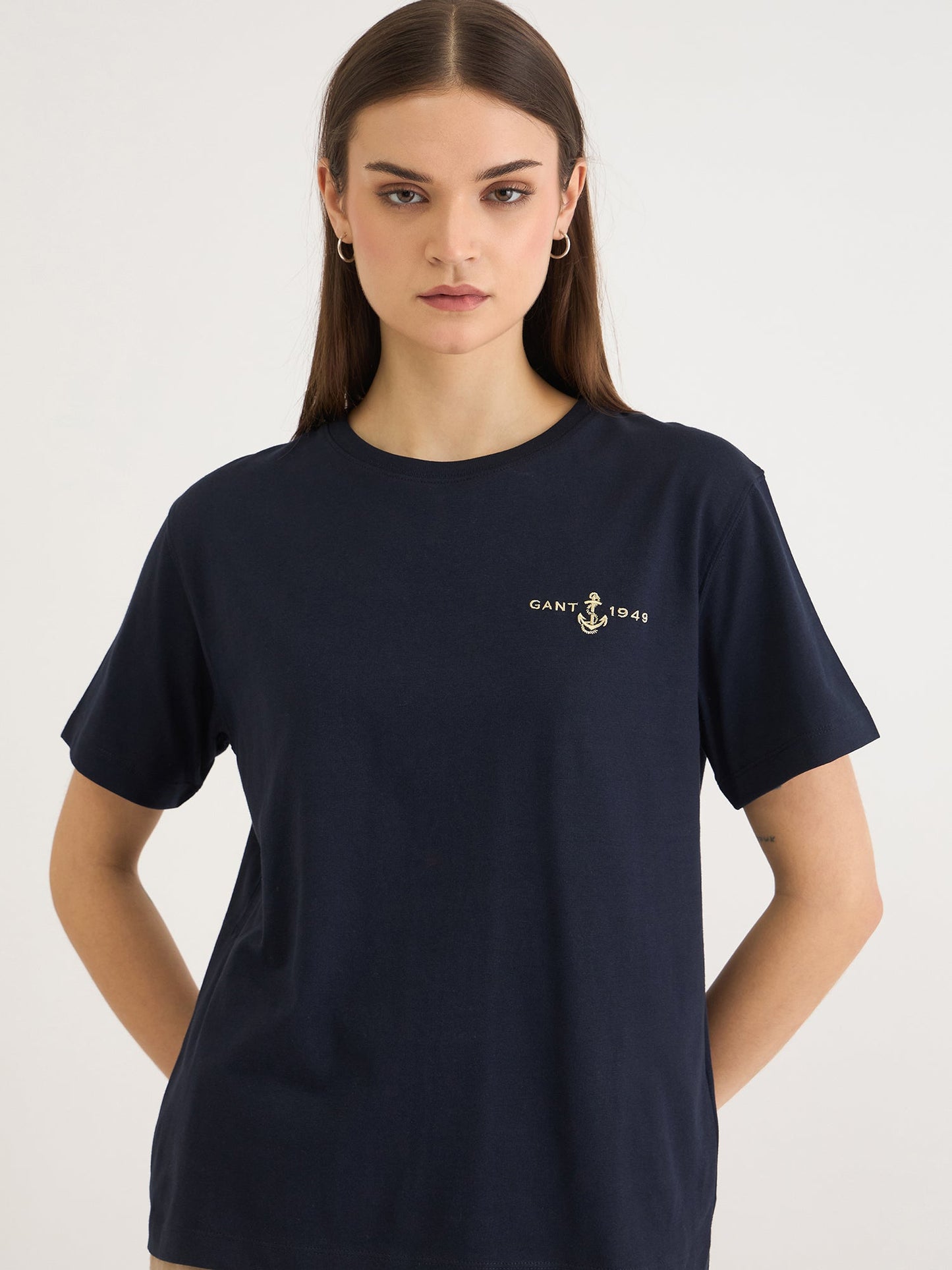 Gant Women Blue Graphic Crew Neck Tshirt