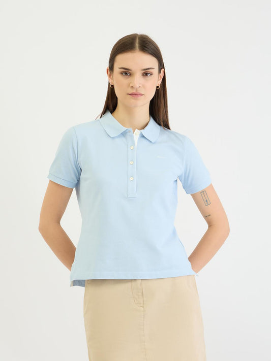 Gant Women Blue Solid Polo Tshirt