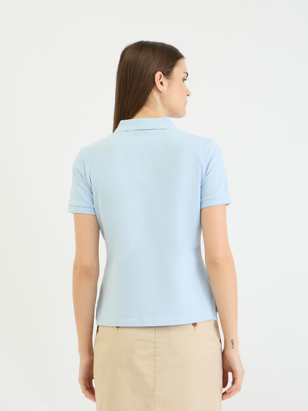 Gant Women Blue Solid Polo Tshirt