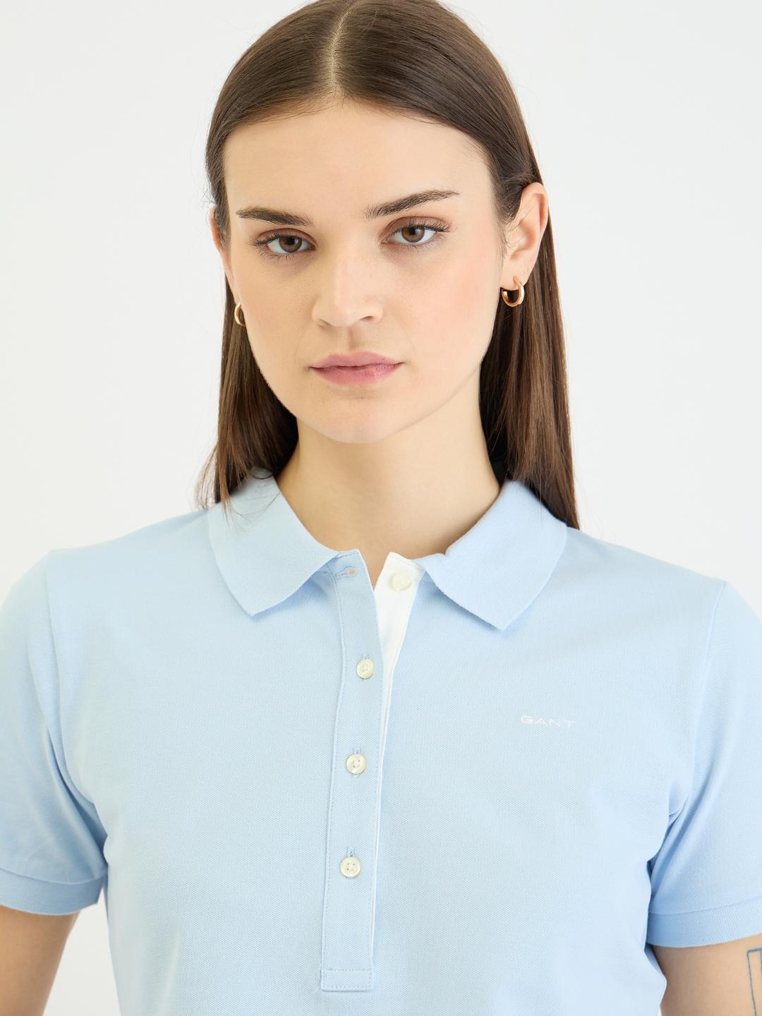 Gant Women Blue Solid Polo Tshirt