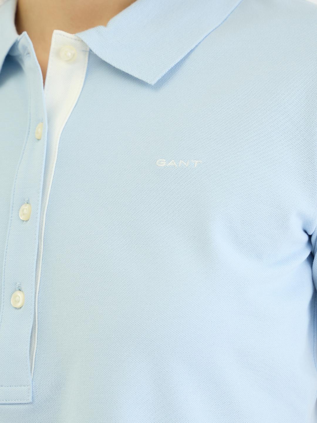 Gant Women Blue Solid Polo Tshirt