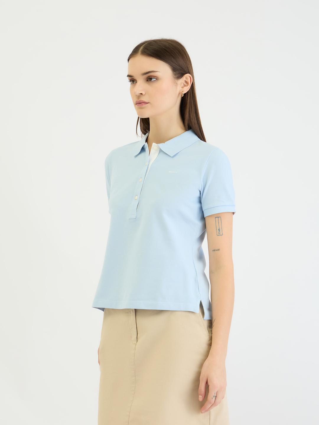Gant Women Blue Solid Polo Tshirt