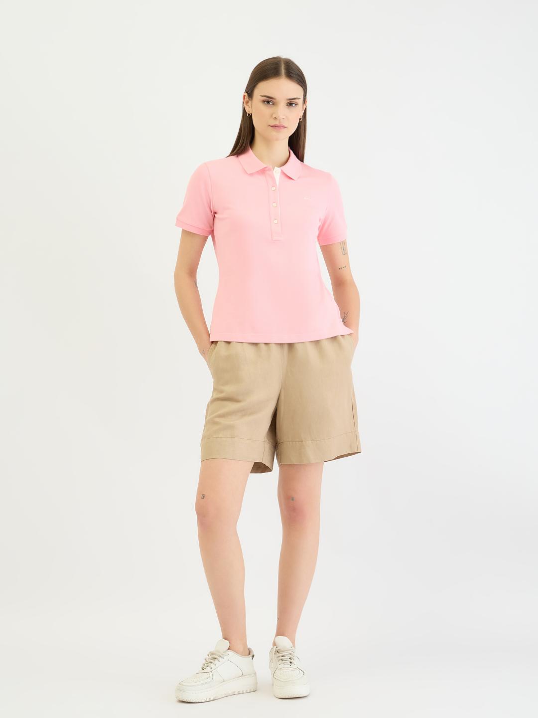 Gant Women Pink Solid Polo Tshirt
