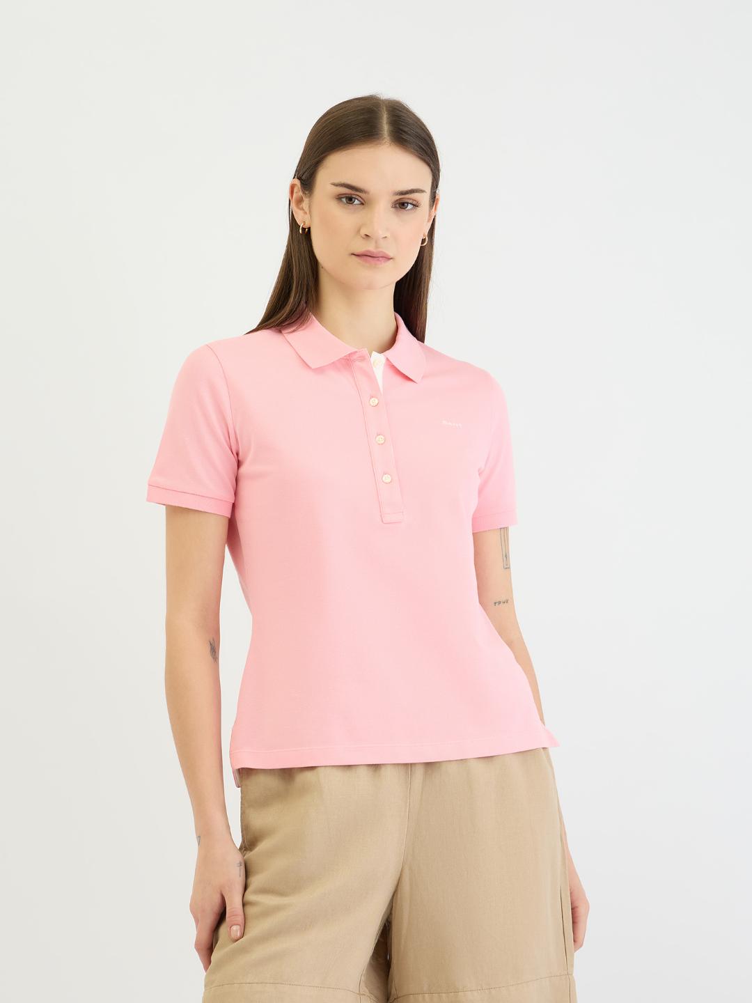 Gant Women Pink Solid Polo Tshirt