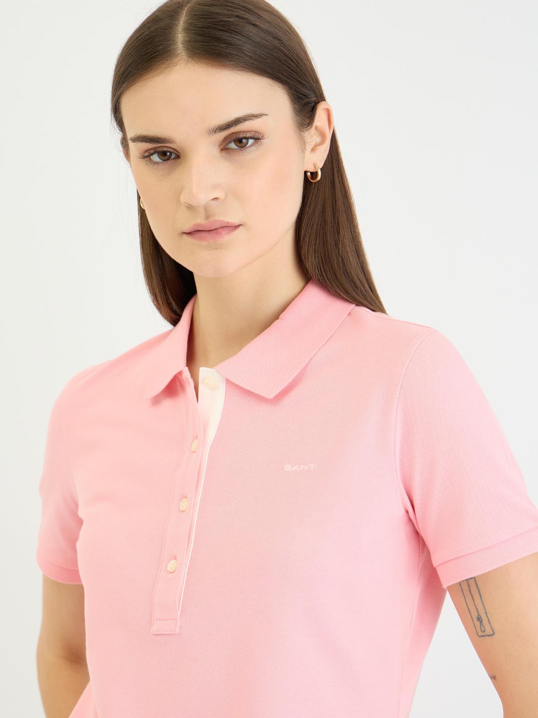 Gant Women Pink Solid Polo Tshirt