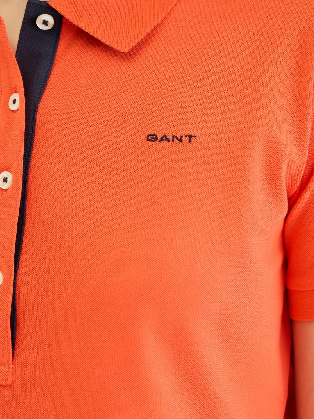 Gant Women Red Solid Polo Tshirt