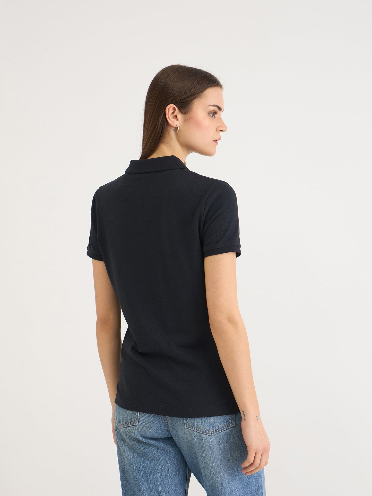 Gant Women Black Solid Polo Tshirt