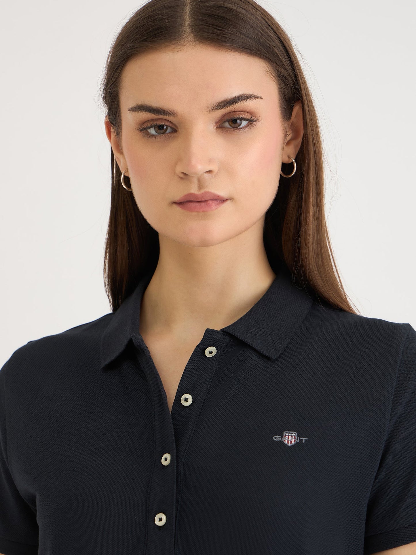 Gant Women Black Solid Polo Tshirt