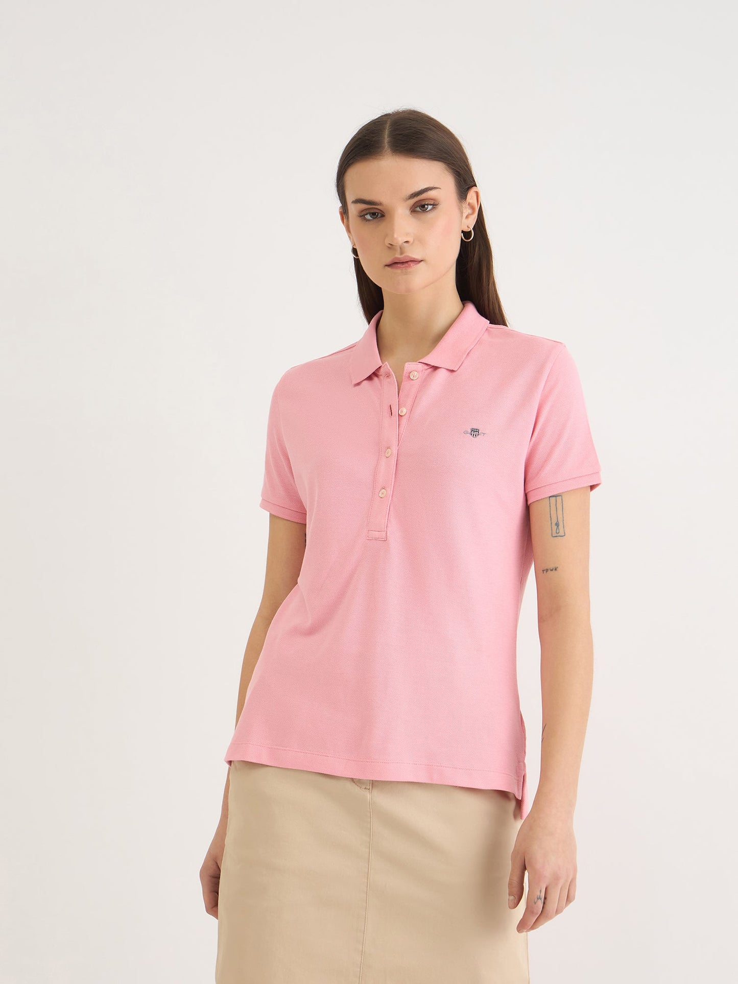 Gant Women Pink Solid Polo Tshirt