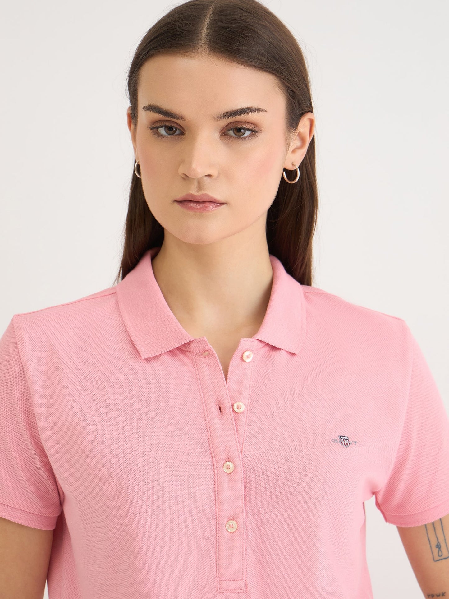 Gant Women Pink Solid Polo Tshirt