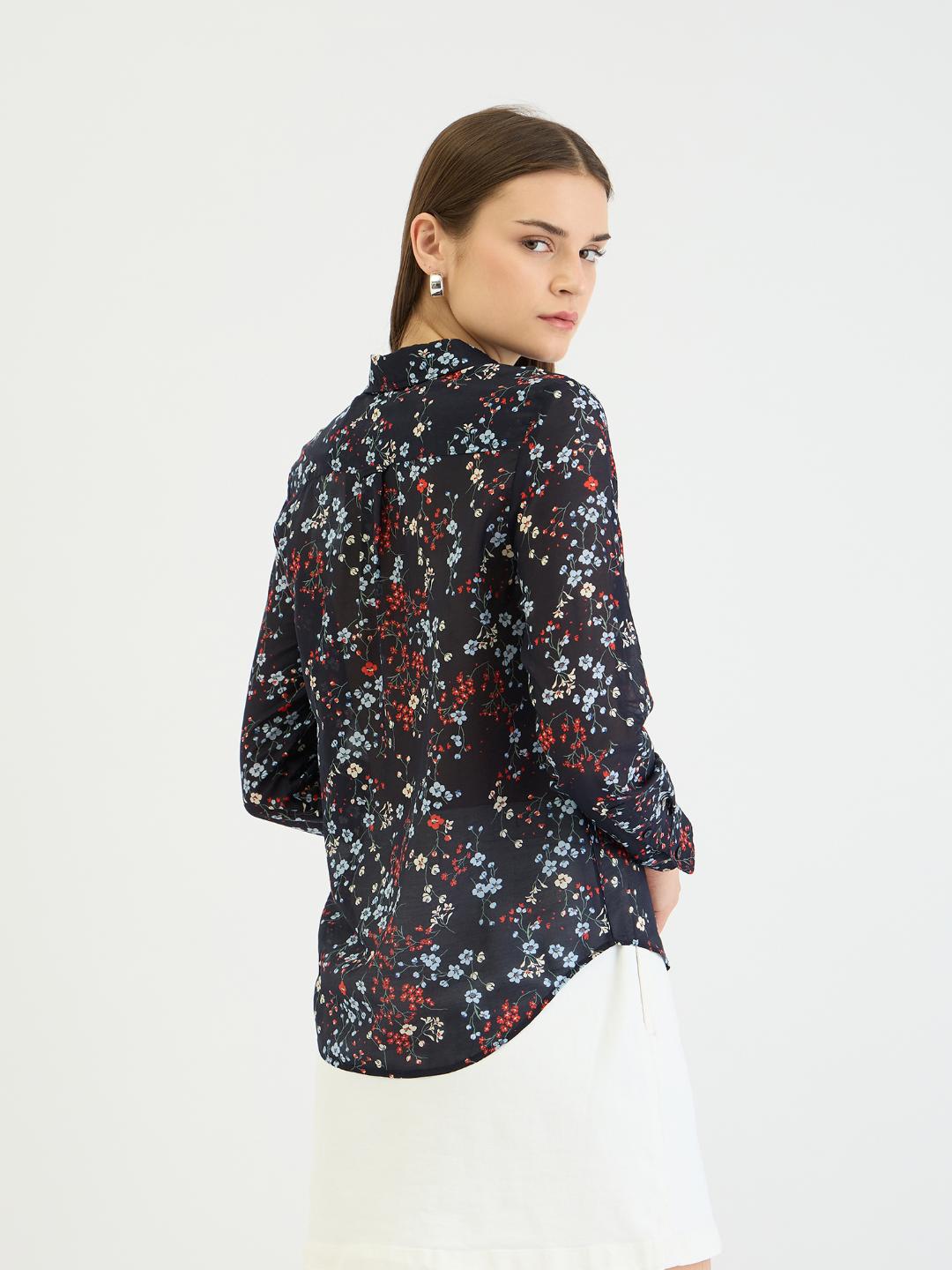 Gant Women Blue All Over Print Collar Shirt