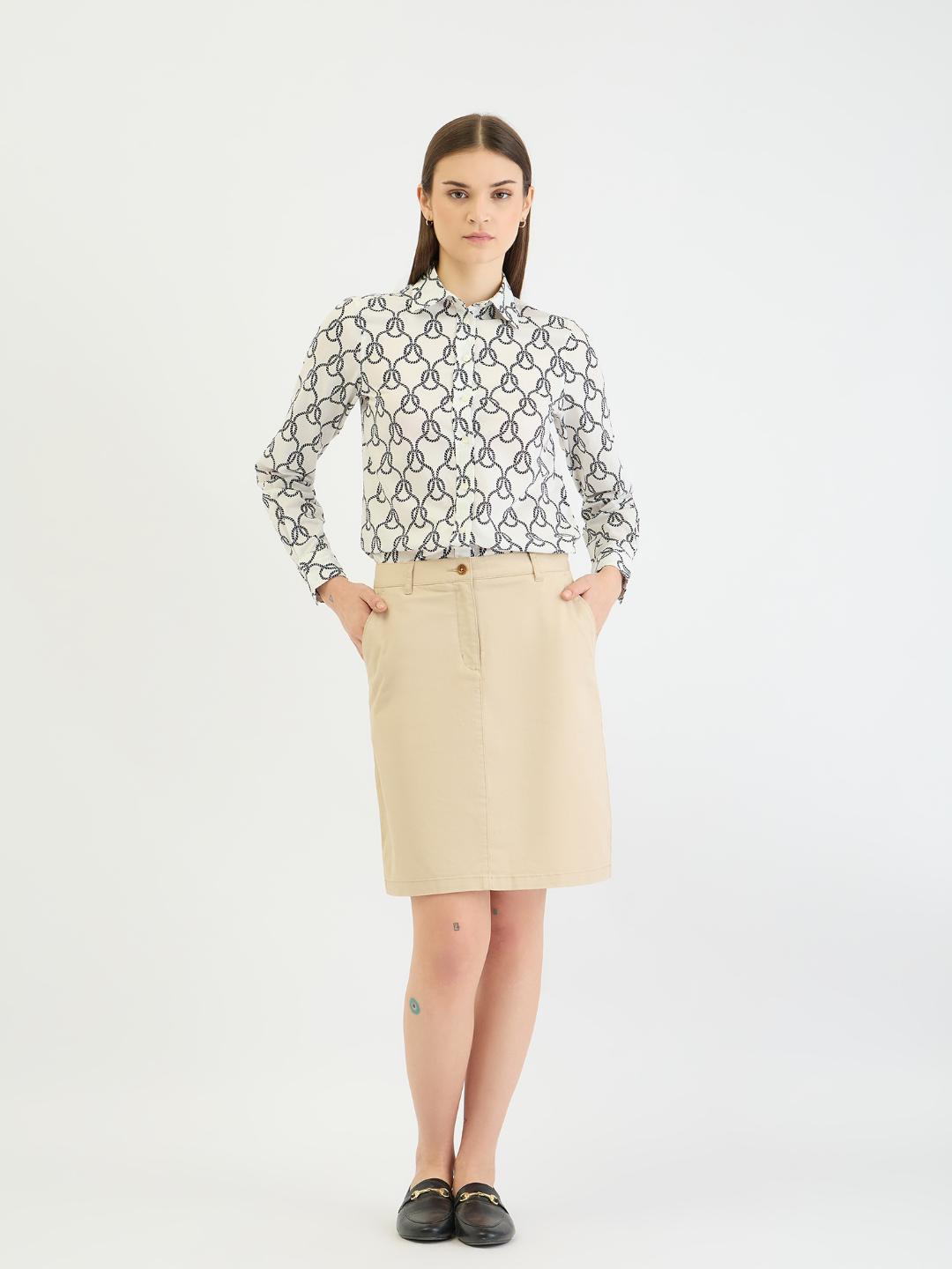 Gant Women White All Over Print Collar Shirt