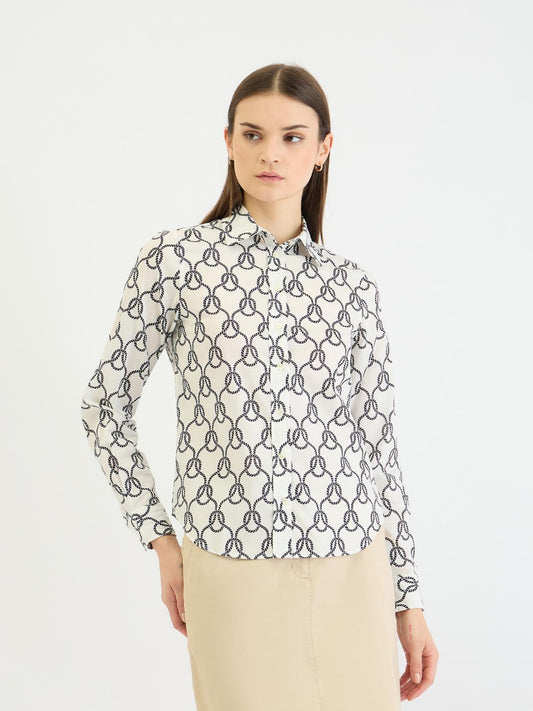 Gant Women White All Over Print Collar Shirt