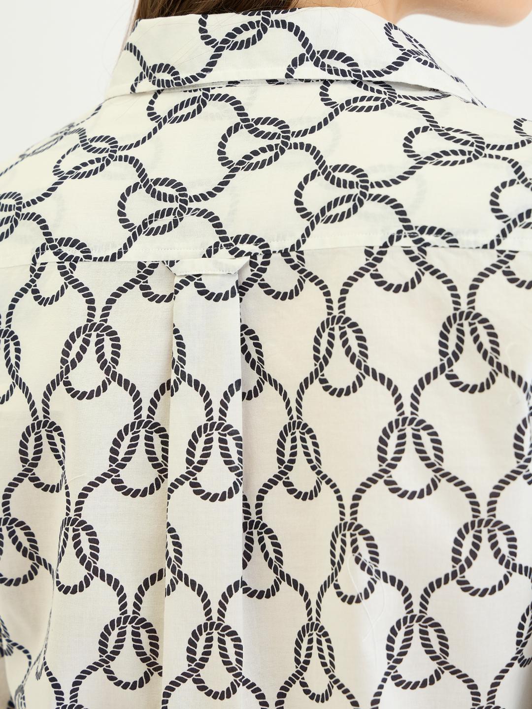 Gant Women White All Over Print Collar Shirt