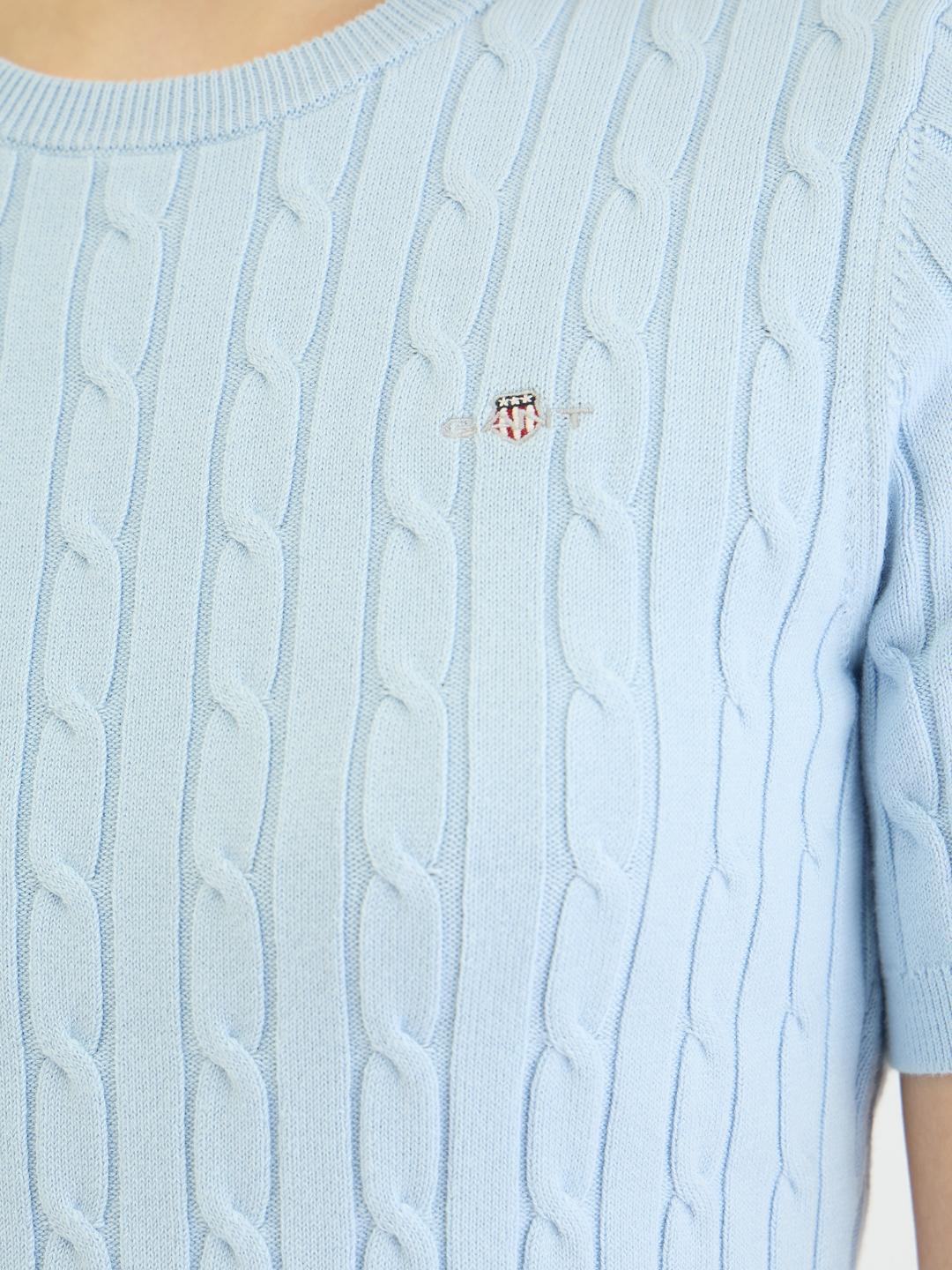 Gant Women Blue Solid Crew Neck Tshirt