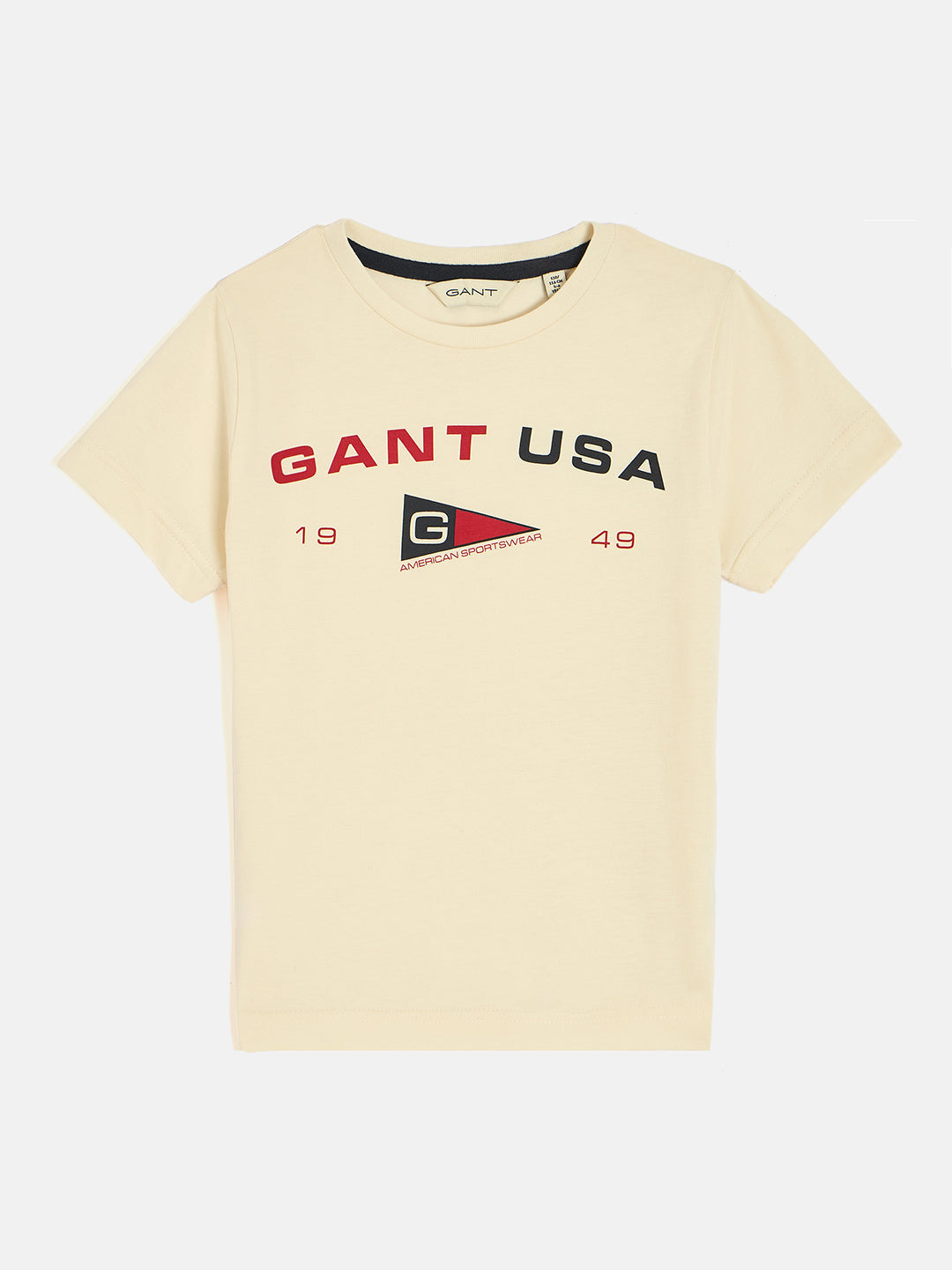 Gant Boys Cream Round Neck Short Sleeve Typography T-Shirt