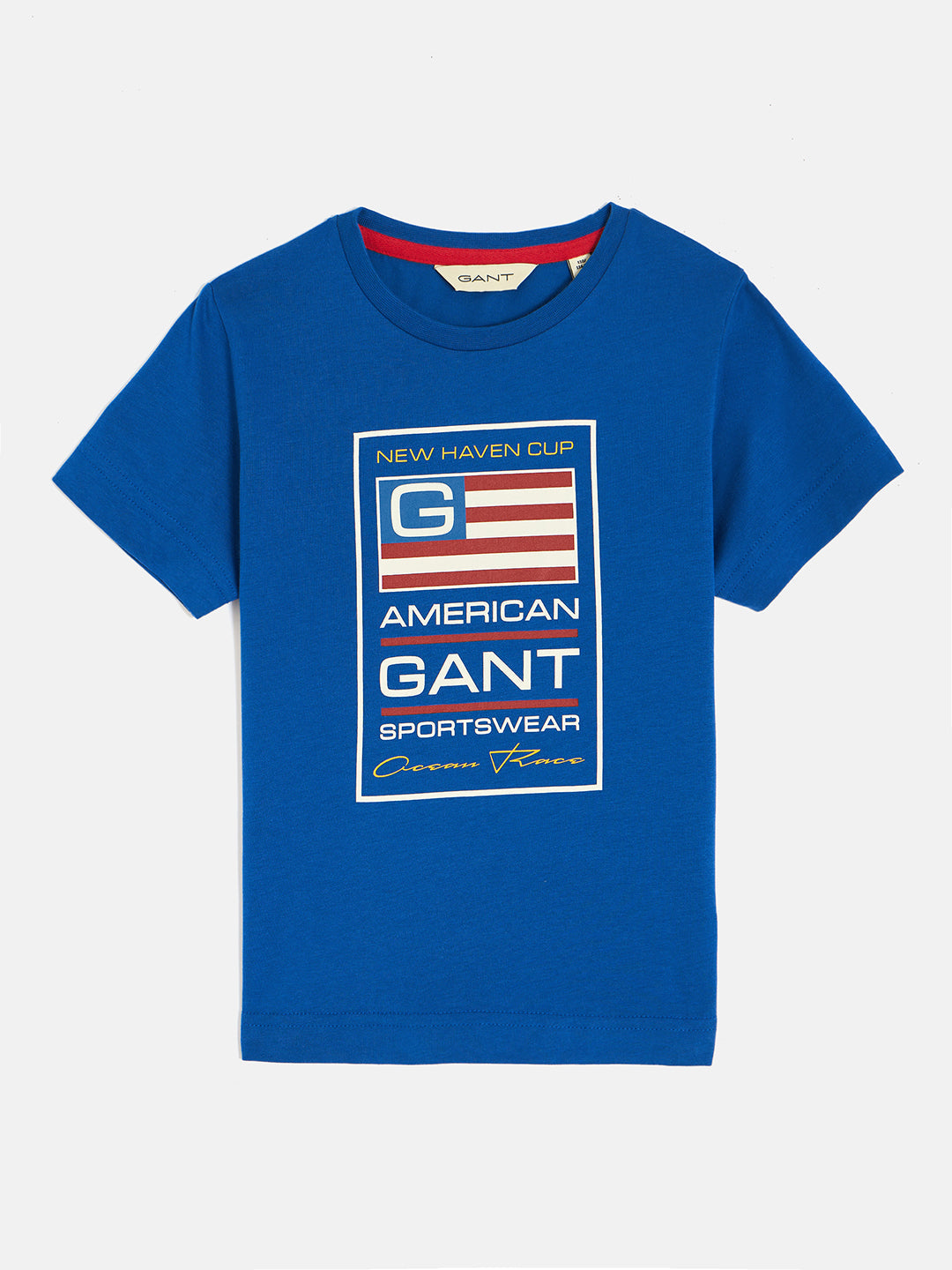 Gant Boys Blue Round Neck Short Sleeve Typography T-Shirt