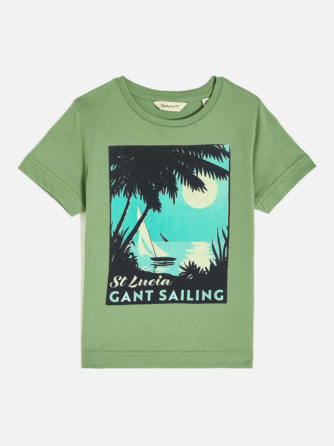 Gant Boys Green Round Neck Short Sleeve Graphic T-Shirt