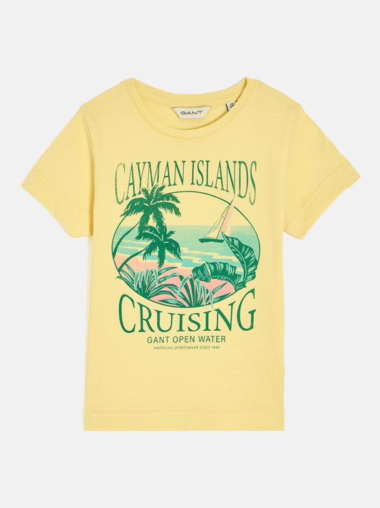 Gant Boys Yellow Round Neck Short Sleeve Graphic T-Shirt