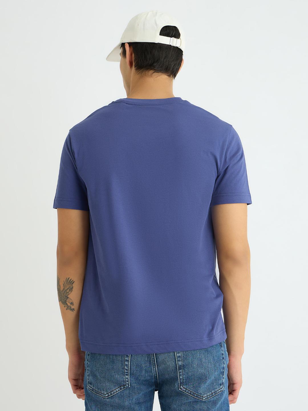 Gant Men Blue Printed Crew Neck Tshirt
