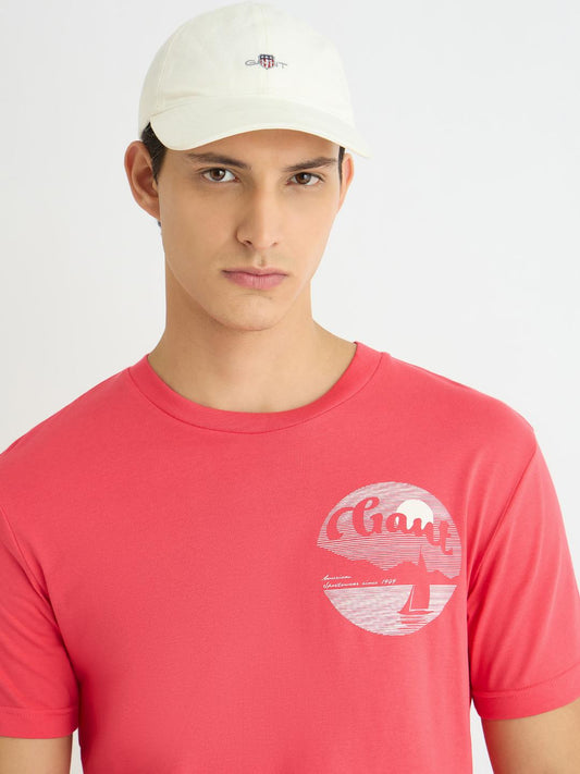 Gant Men Red Printed Crew Neck Tshirt