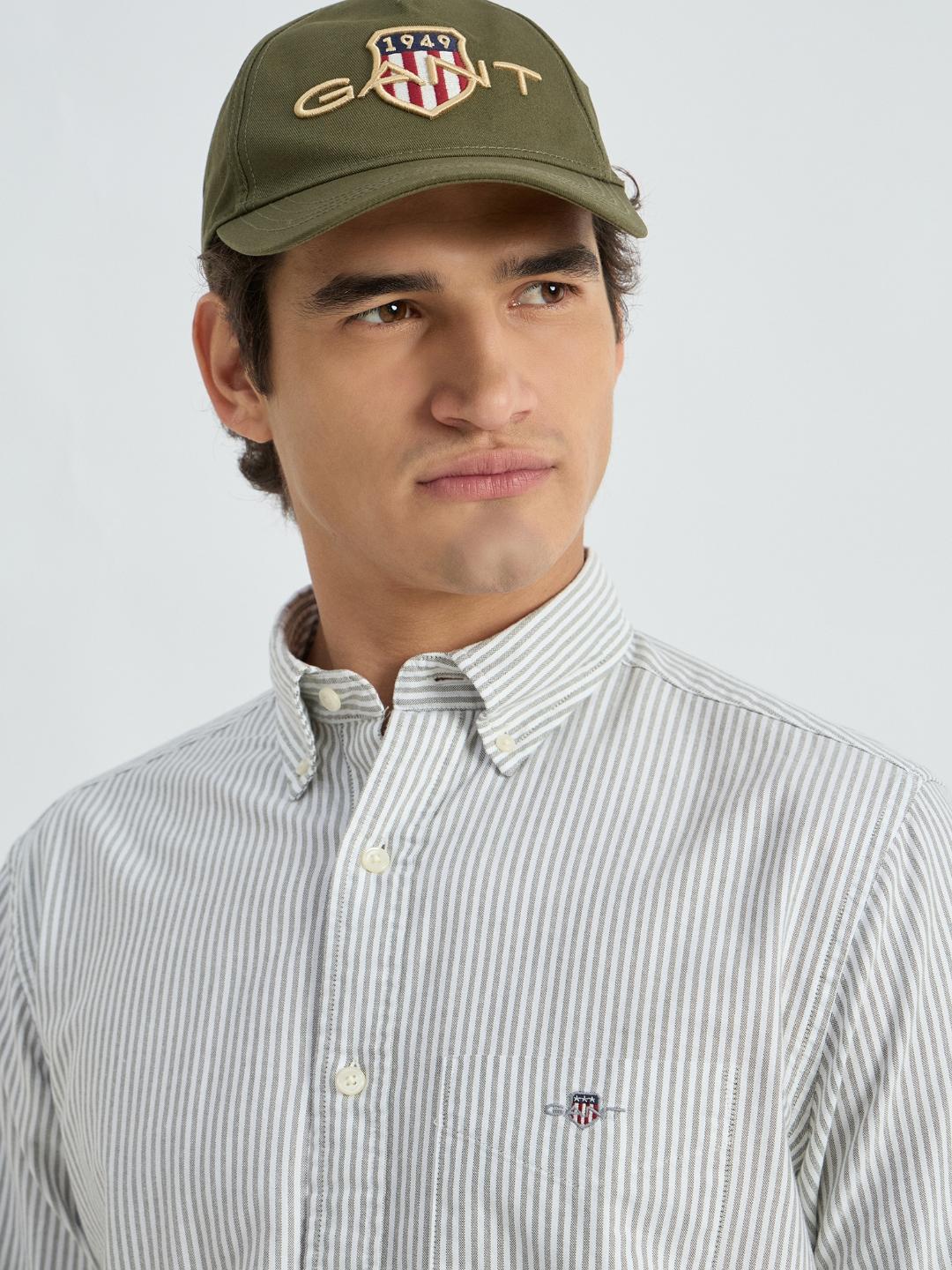 Gant Men Green Striped Collar Shirt
