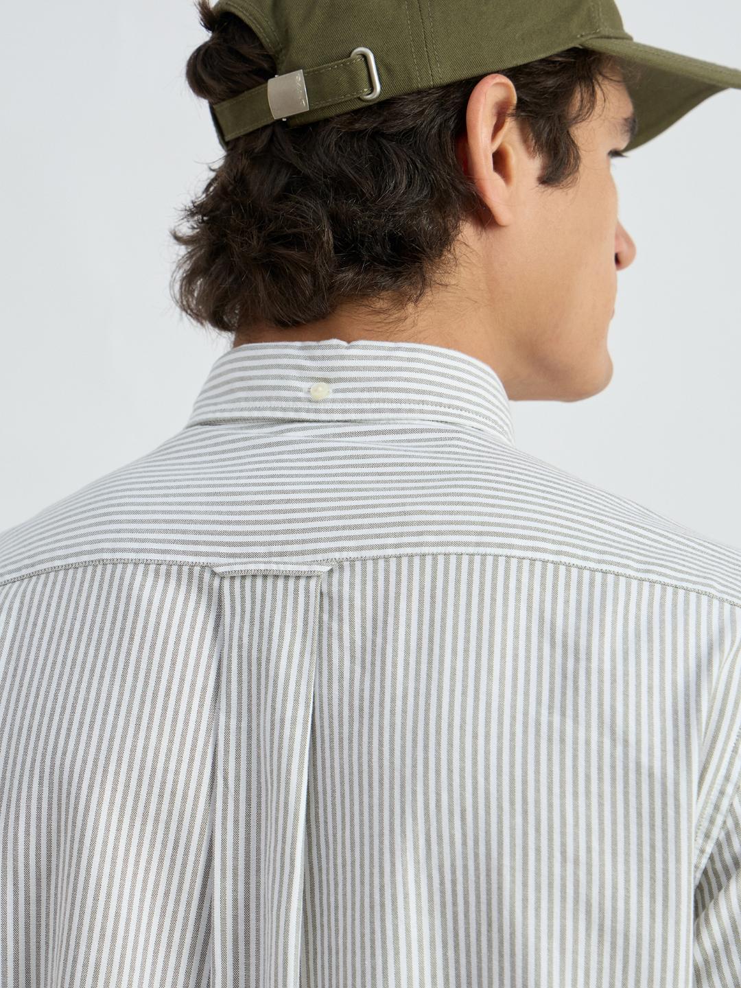 Gant Men Green Striped Collar Shirt