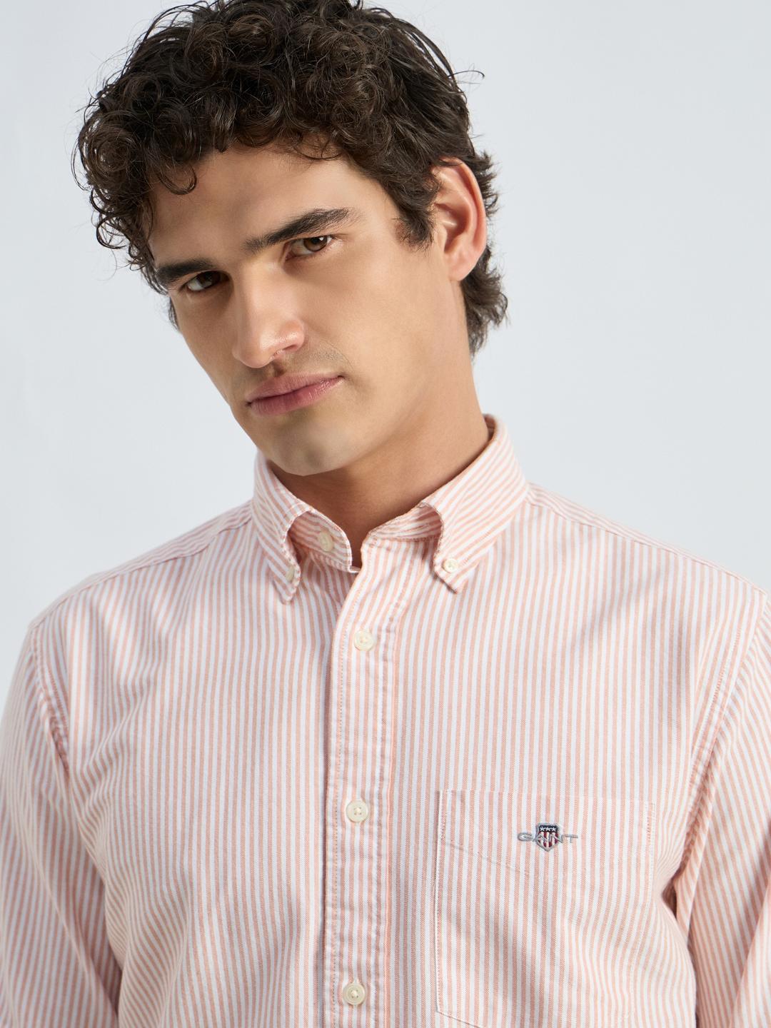 Gant Men Orange Striped Collar Shirt