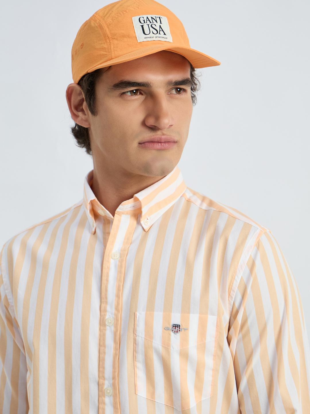 Gant Men Orange Striped Collar Shirt
