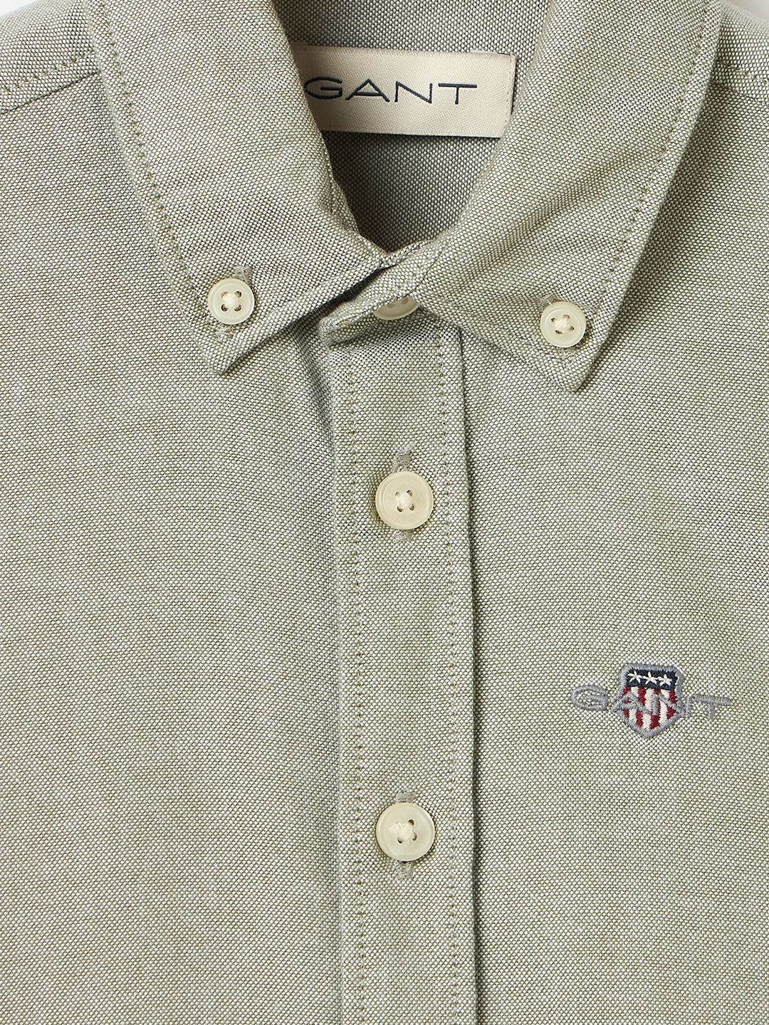 Gant Boys Green Solid Collar Shirt
