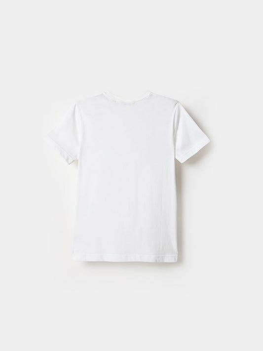 Gant Boys White Graphic Round Neck Tshirt