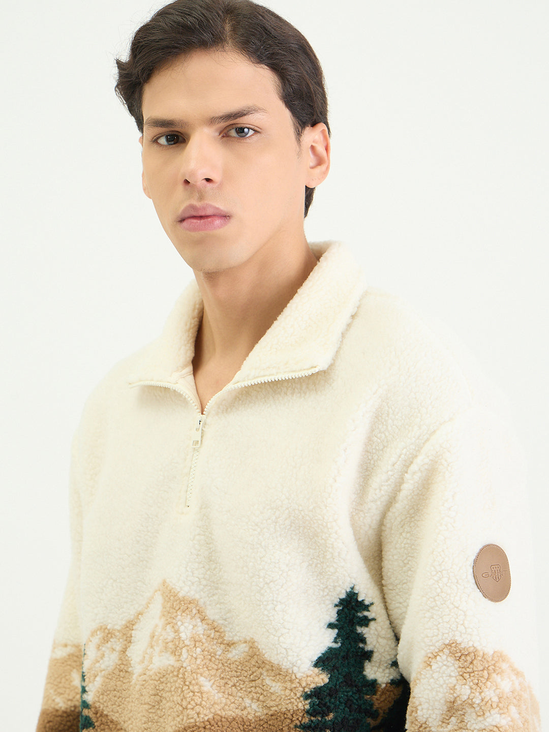 Gant Men Relaxed Multicolour Printed Jacquard Fleece Sweater