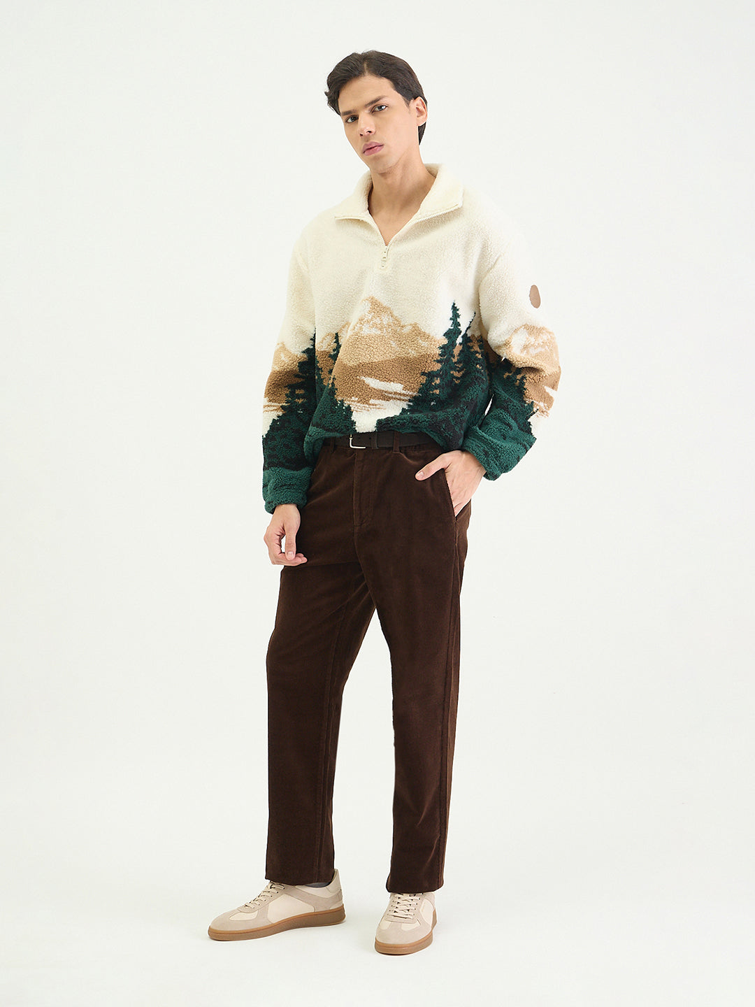 Gant Men Relaxed Multicolour Printed Jacquard Fleece Sweater