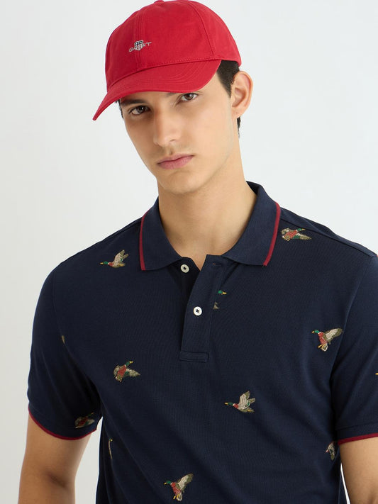 Gant Men Blue Embroidered Polo Tshirt