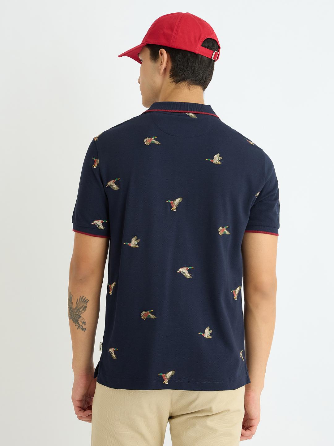 Gant Men Blue Embroidered Polo Tshirt