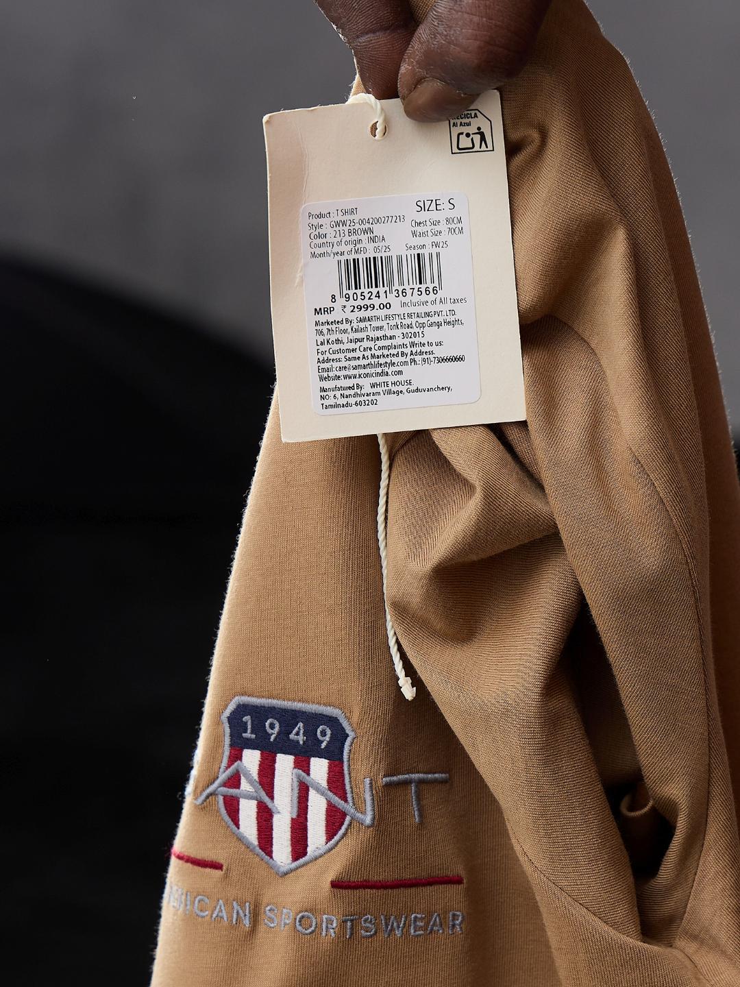 Gant Women Brown Graphic Crew Neck Tshirt