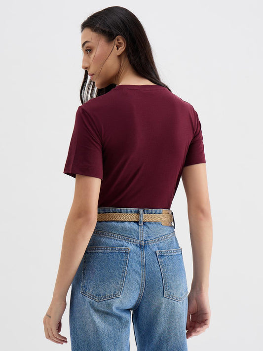 Gant Women Red Graphic Crew Neck Tshirt