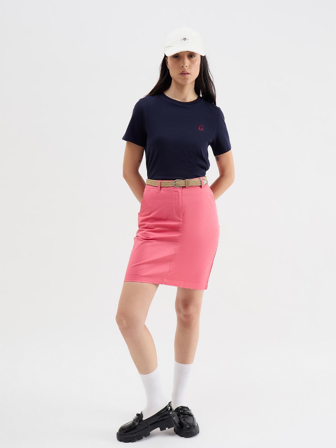 Gant Women Blue Melange Crew Neck Tshirt