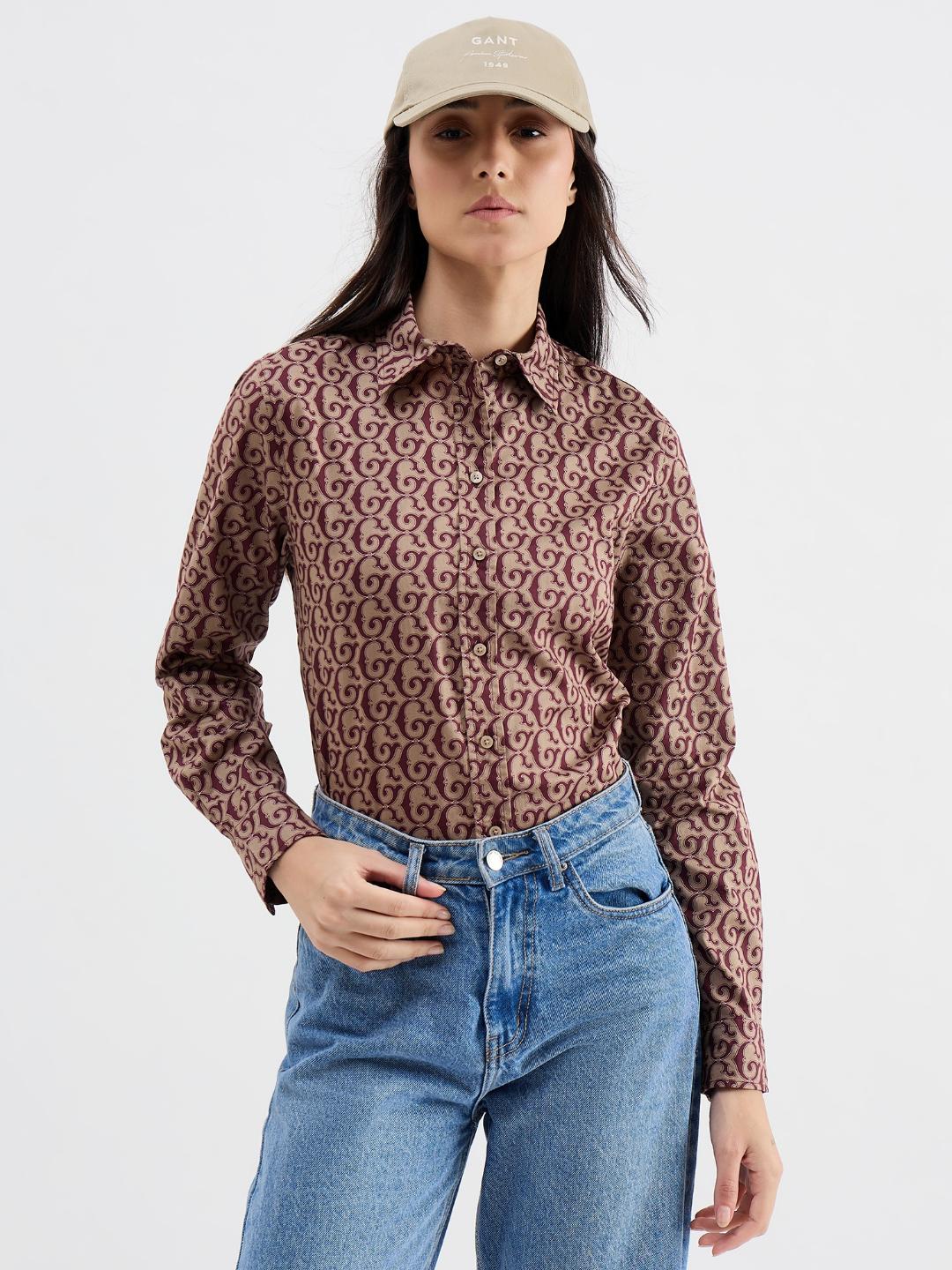 Gant Women Red Printed Collar Shirt