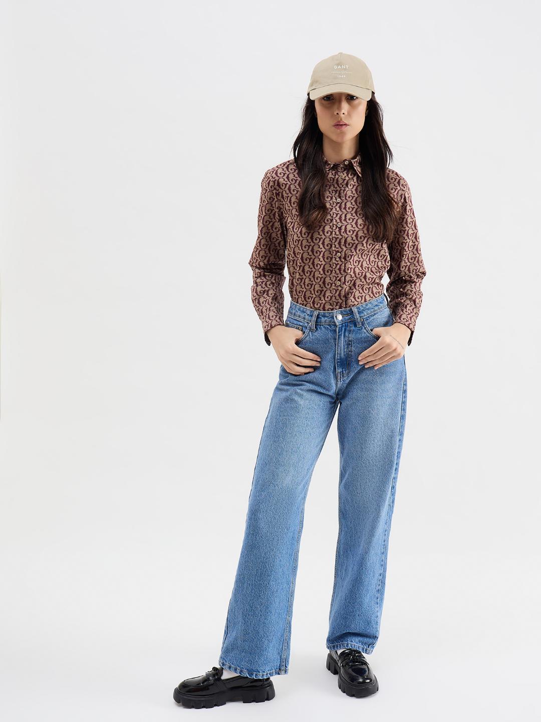 Gant Women Red Printed Collar Shirt