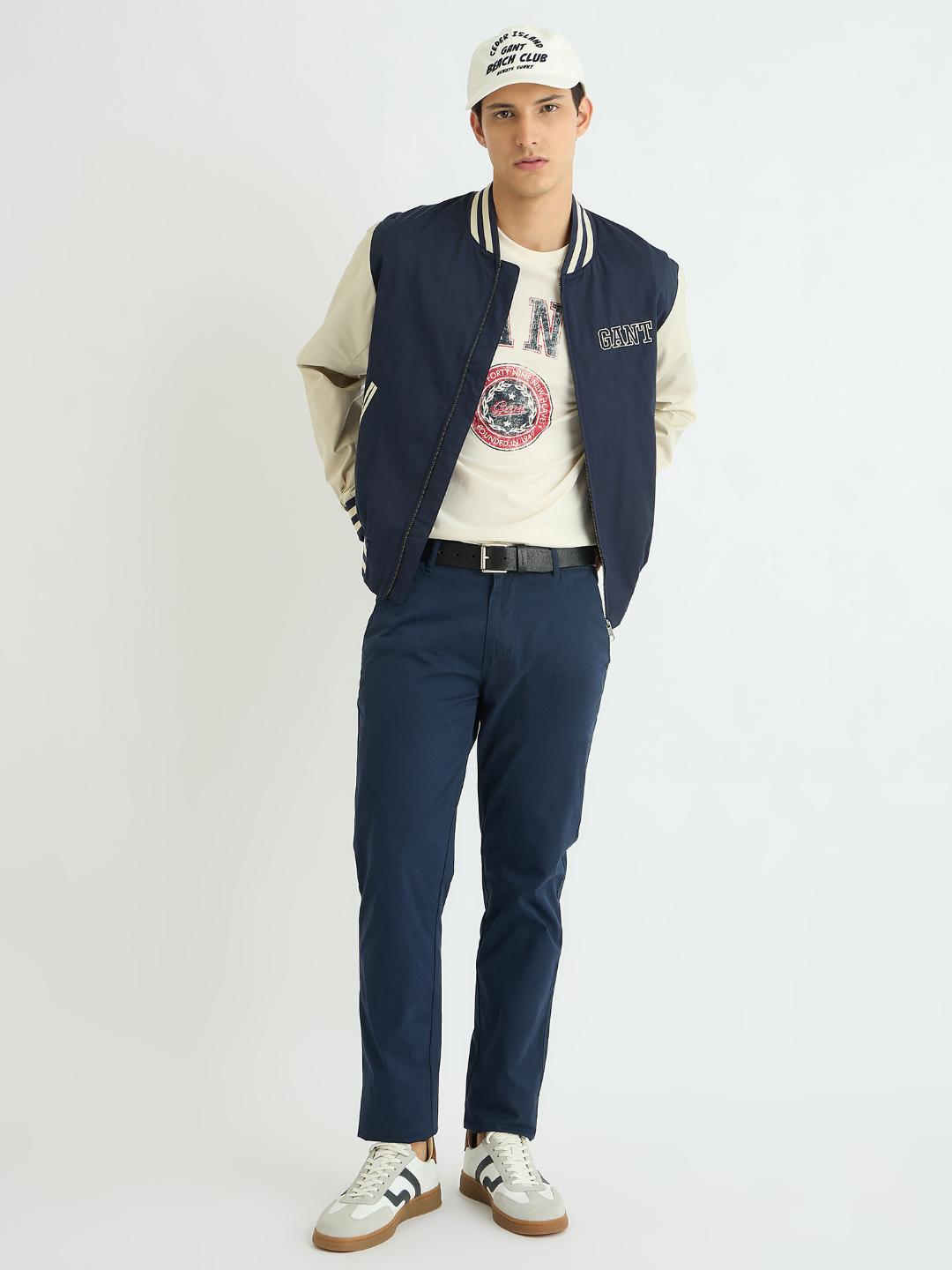 Gant Men Cream Printed Crew Neck Tshirt