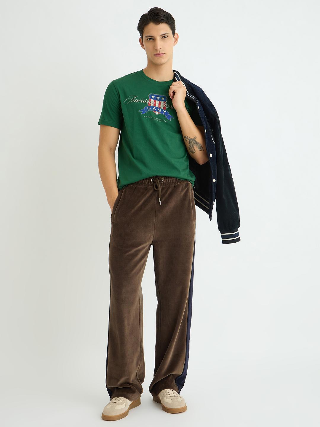 Gant Men Green Printed Crew Neck Tshirt