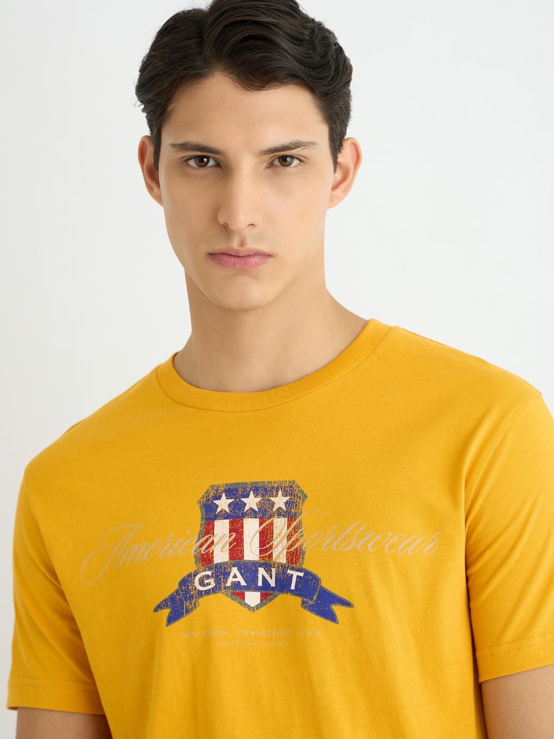 Gant Men Yollow Printed Crew Neck Tshirt