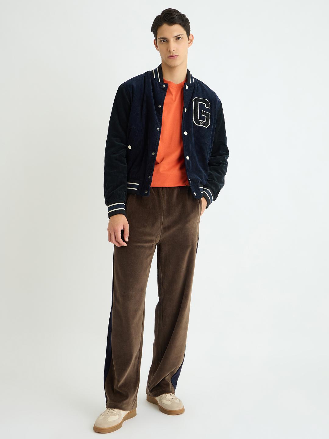 Gant Men Orange Solid Crew Neck Tshirt