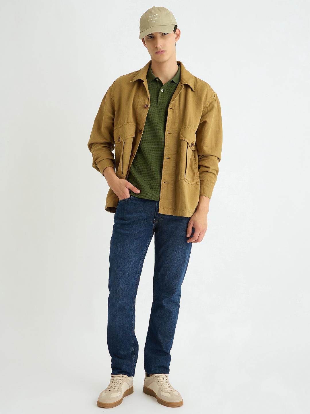 Gant Men Green Solid Polo Tshirt