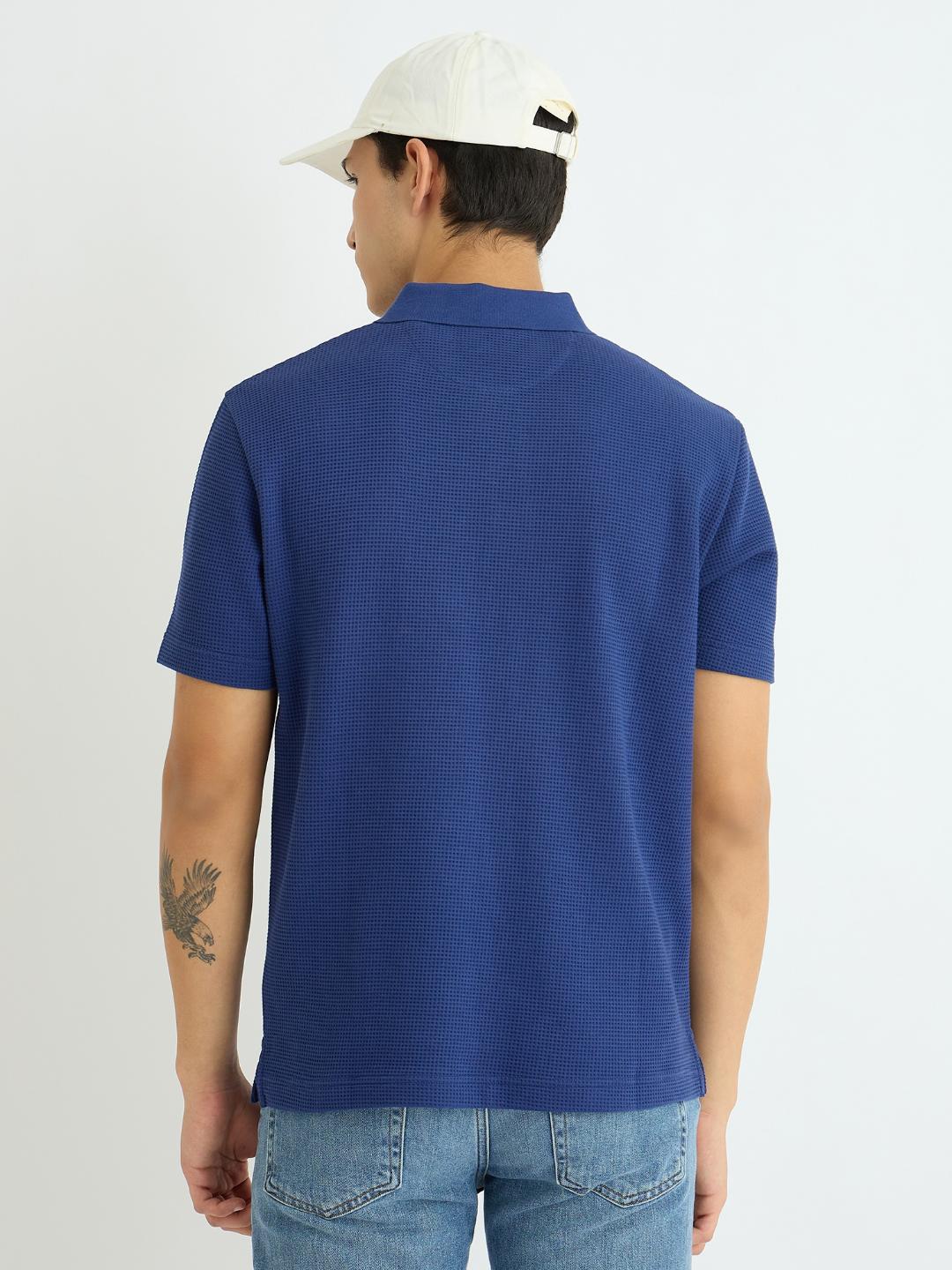 Gant Men Blue Solid Polo Tshirt