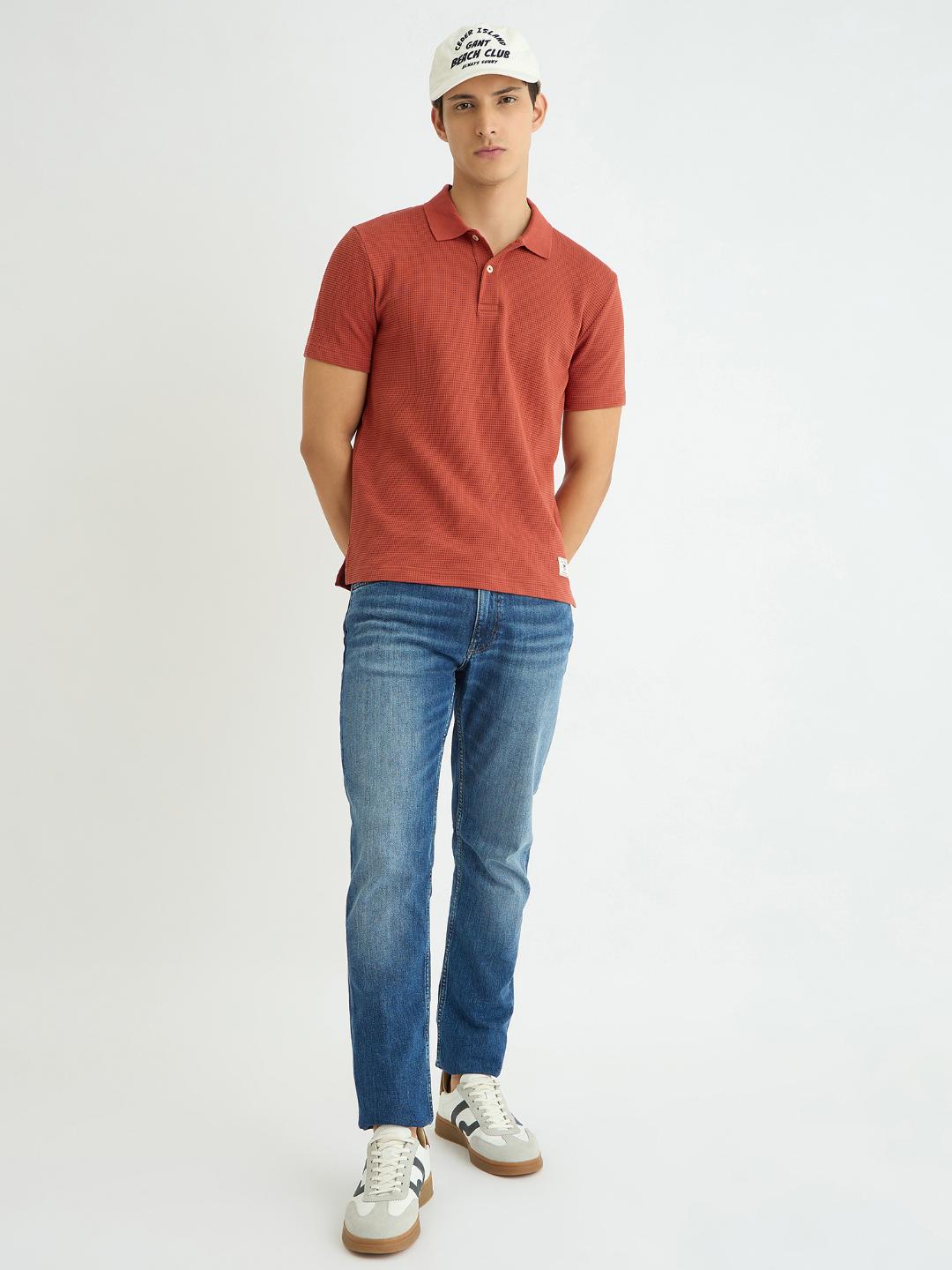 Gant Men Red Solid Polo Tshirt