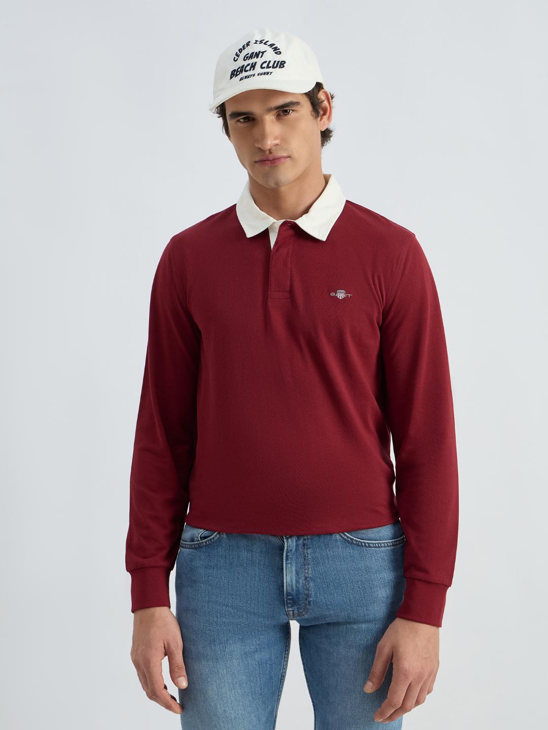 Gant Men Red Solid Polo Tshirt
