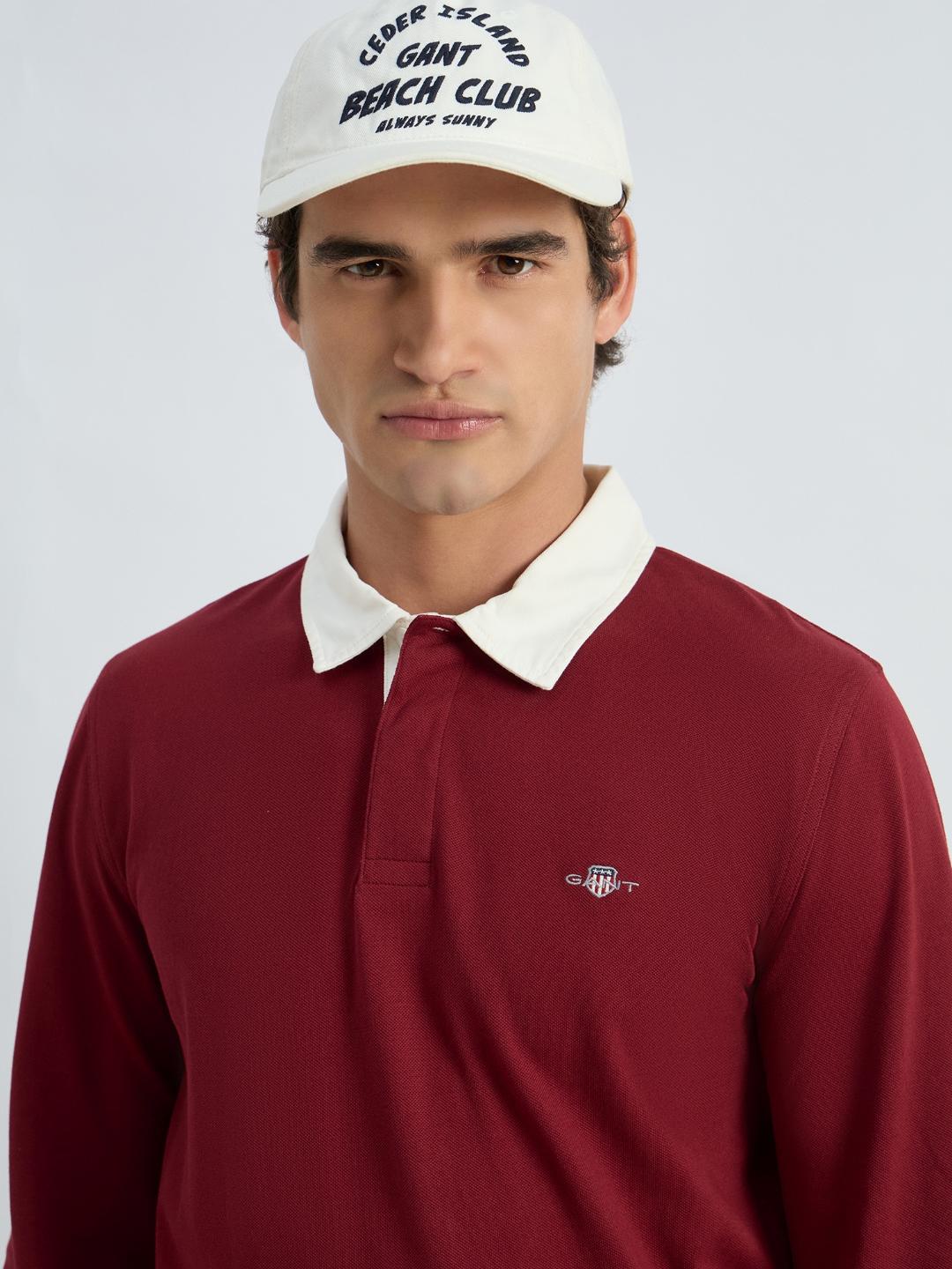Gant Men Red Solid Polo Tshirt