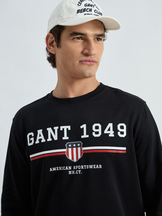 Gant Men Black Printed Crew Neck Sweatshirt